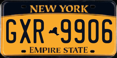 NY license plate GXR9906