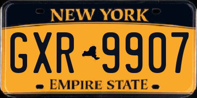 NY license plate GXR9907