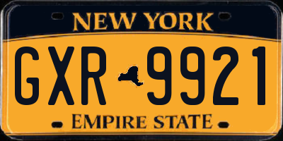 NY license plate GXR9921