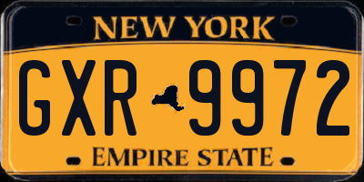NY license plate GXR9972