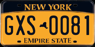 NY license plate GXS0081