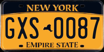 NY license plate GXS0087