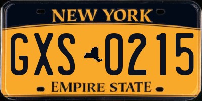 NY license plate GXS0215