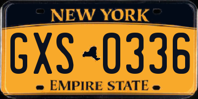 NY license plate GXS0336