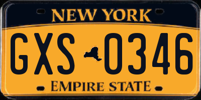 NY license plate GXS0346