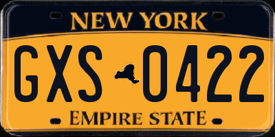 NY license plate GXS0422