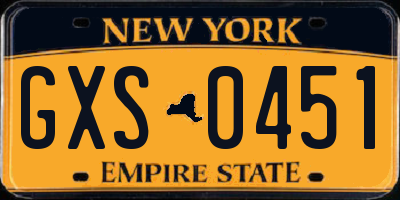 NY license plate GXS0451