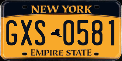 NY license plate GXS0581