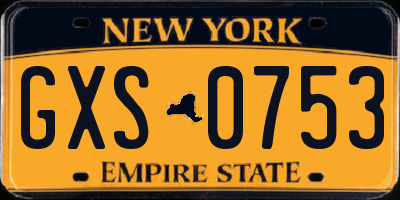 NY license plate GXS0753