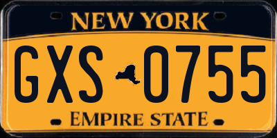 NY license plate GXS0755