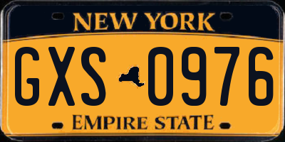 NY license plate GXS0976