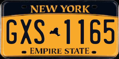 NY license plate GXS1165