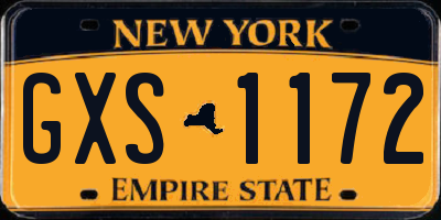 NY license plate GXS1172