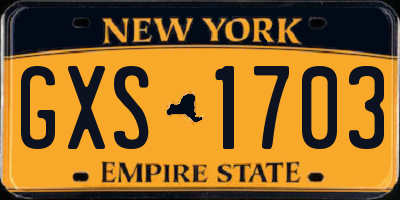 NY license plate GXS1703