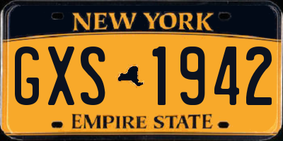 NY license plate GXS1942