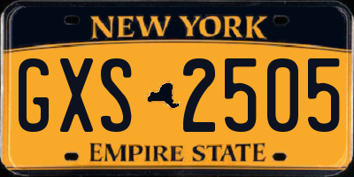 NY license plate GXS2505