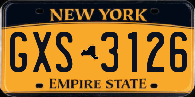NY license plate GXS3126