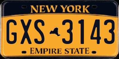 NY license plate GXS3143