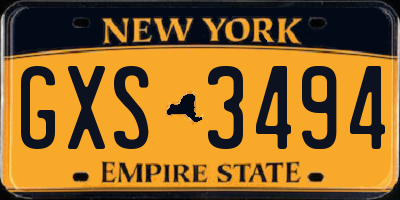NY license plate GXS3494