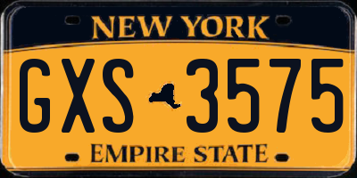 NY license plate GXS3575