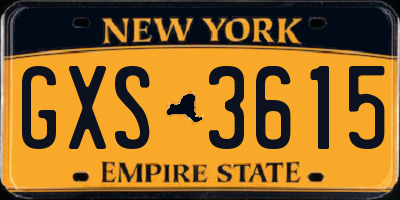 NY license plate GXS3615