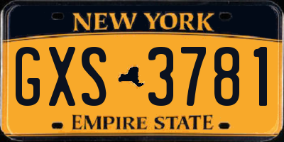 NY license plate GXS3781