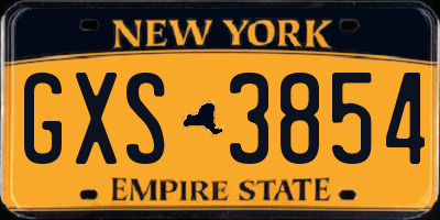NY license plate GXS3854