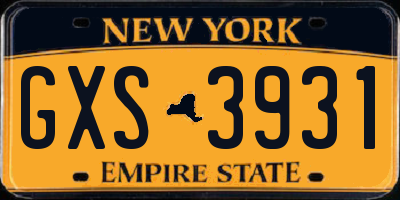 NY license plate GXS3931