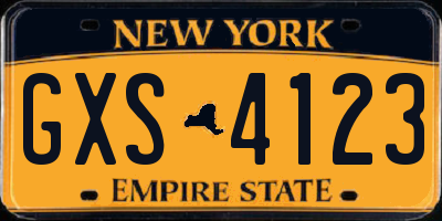 NY license plate GXS4123