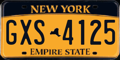 NY license plate GXS4125