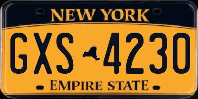 NY license plate GXS4230