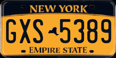 NY license plate GXS5389