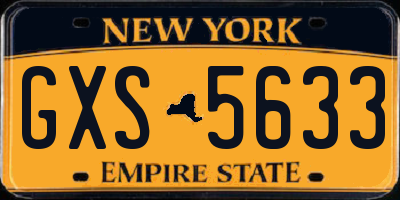 NY license plate GXS5633