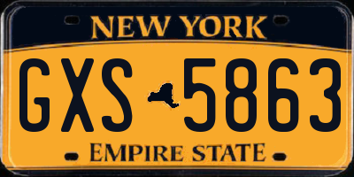 NY license plate GXS5863