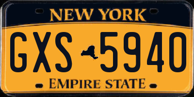 NY license plate GXS5940