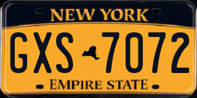 NY license plate GXS7072