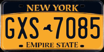 NY license plate GXS7085
