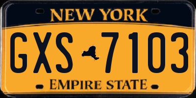 NY license plate GXS7103