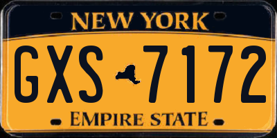 NY license plate GXS7172