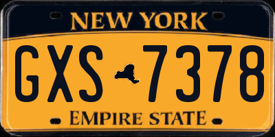 NY license plate GXS7378