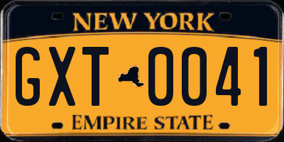 NY license plate GXT0041