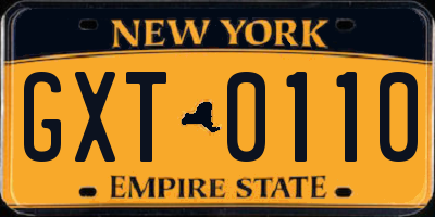 NY license plate GXT0110