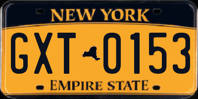 NY license plate GXT0153