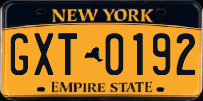 NY license plate GXT0192