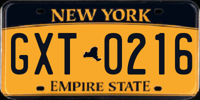 NY license plate GXT0216