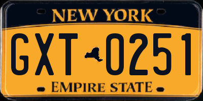 NY license plate GXT0251