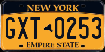 NY license plate GXT0253