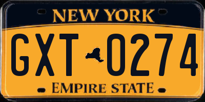 NY license plate GXT0274