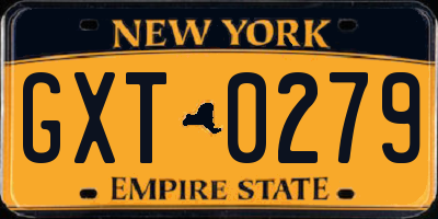 NY license plate GXT0279