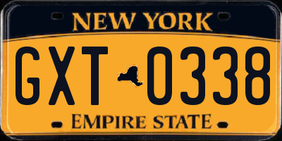 NY license plate GXT0338